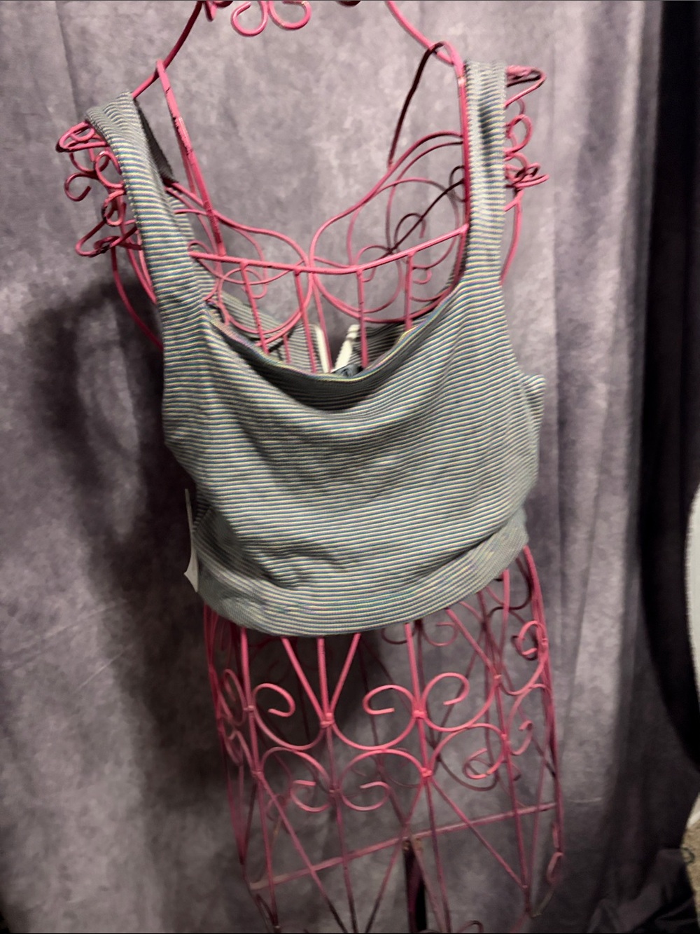 Volcom Gray Striped Ribbed Tank Top - Picture 4 of 7